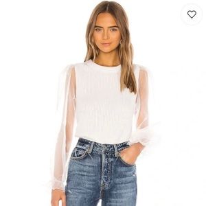 Majorelle Revolve White Kinship Sweater puff sleeve